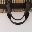 Burberrys Nova Check Boston Bag Canvas Beige Gold Auth 203476-7