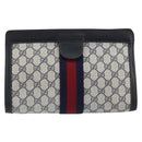 GUCCI GG Supreme Sherry Line Clutch Bag PVC Navy 67 014 2125 Auth 203478-2