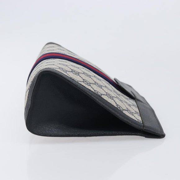 GUCCI GG Supreme Sherry Line Clutch Bag PVC Navy 67 014 2125 Auth 203478