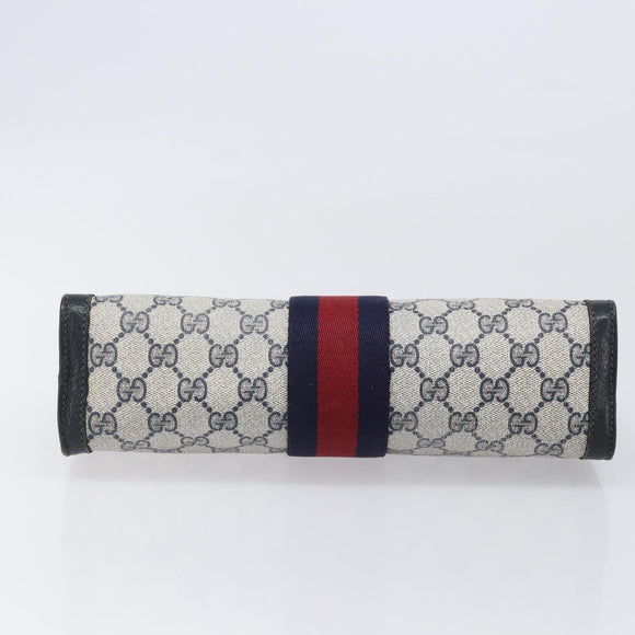 GUCCI GG Supreme Sherry Line Clutch Bag PVC Navy 67 014 2125 Auth 203478