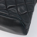 CHANEL Matelasse Chain Shoulder Bag Lamb Skin Black Gold CC Auth 203481V-17
