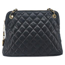 CHANEL Matelasse Chain Shoulder Bag Lamb Skin Black Gold CC Auth 203481V-13