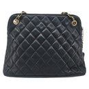 CHANEL Matelasse Chain Shoulder Bag Lamb Skin Black Gold CC Auth 203481V-2