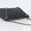 CHANEL Matelasse Chain Shoulder Bag Lamb Skin Black Gold CC Auth 203481V-6