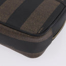 FENDI Pecan Clutch Bag PVC Leather Brown Gold Tone Auth 203483V-16