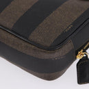 FENDI Pecan Clutch Bag PVC Leather Brown Gold Tone Auth 203483V-18