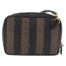 FENDI Pecan Clutch Bag PVC Leather Brown Gold Tone Auth 203483V-2