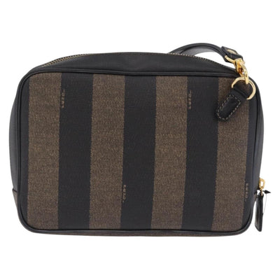 FENDI Pecan Clutch Bag PVC Leather Brown Gold Tone Auth 203483V - 0