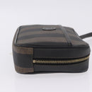 FENDI Pecan Clutch Bag PVC Leather Brown Gold Tone Auth 203483V-3