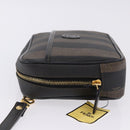 FENDI Pecan Clutch Bag PVC Leather Brown Gold Tone Auth 203483V-4
