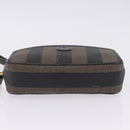 FENDI Pecan Clutch Bag PVC Leather Brown Gold Tone Auth 203483V-5
