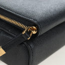 Christian Dior Karo Double Pouch Shoulder Bag Leather Black Gold Auth 203485M-10
