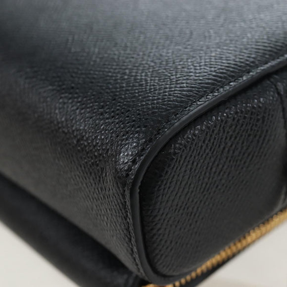 Christian Dior Karo Double Pouch Shoulder Bag Leather Black Gold Auth 203485M