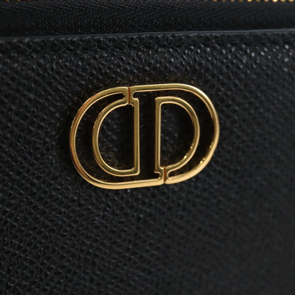 Christian Dior Karo Double Pouch Shoulder Bag Leather Black Gold Auth 203485M