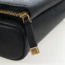 Christian Dior Karo Double Pouch Shoulder Bag Leather Black Gold Auth 203485M-15