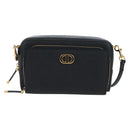 Christian Dior Karo Double Pouch Shoulder Bag Leather Black Gold Auth 203485M-2