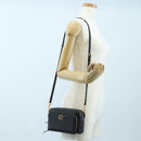 Christian Dior Karo Double Pouch Shoulder Bag Leather Black Gold Auth 203485M-23