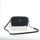 Christian Dior Karo Double Pouch Shoulder Bag Leather Black Gold Auth 203485M-24