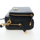 Christian Dior Karo Double Pouch Shoulder Bag Leather Black Gold Auth 203485M-4