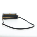 Christian Dior Karo Double Pouch Shoulder Bag Leather Black Gold Auth 203485M-6