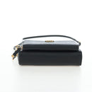 Christian Dior Karo Double Pouch Shoulder Bag Leather Black Gold Auth 203485M-9