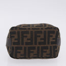FENDI Zucca Canvas Hand Bag Black Brown Auth 203488-6