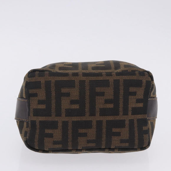 FENDI Zucca Canvas Hand Bag Black Brown Auth 203488