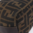 FENDI Zucca Canvas Hand Bag Black Brown Auth 203488-15