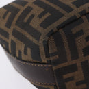FENDI Zucca Canvas Hand Bag Black Brown Auth 203488-17