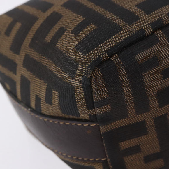 FENDI Zucca Canvas Hand Bag Black Brown Auth 203488
