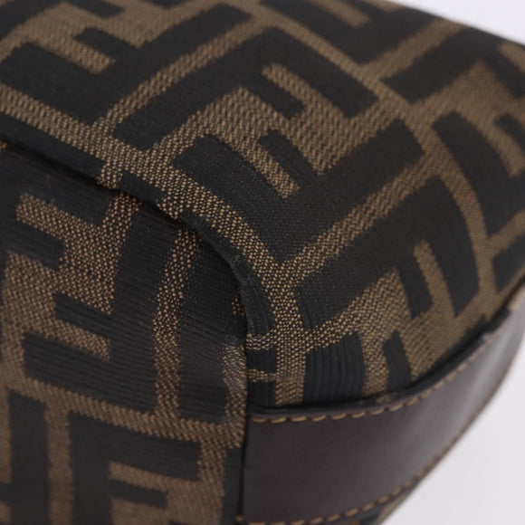 FENDI Zucca Canvas Hand Bag Black Brown Auth 203488