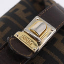 FENDI Zucca Canvas Hand Bag Black Brown Auth 203488-19