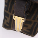FENDI Zucca Canvas Hand Bag Black Brown Auth 203488-20