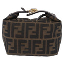 FENDI Zucca Canvas Hand Bag Black Brown Auth 203488-13