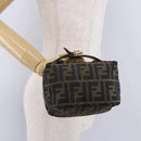 FENDI Zucca Canvas Hand Bag Black Brown Auth 203488-26