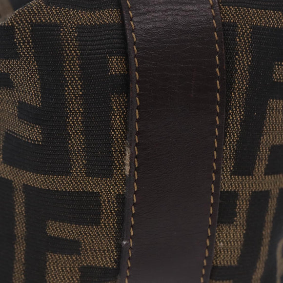 FENDI Zucca Canvas Hand Bag Black Brown Auth 203488