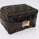 FENDI Zucca Canvas Hand Bag Black Brown Auth 203488-7