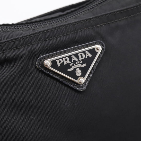 PRADA Shoulder Bag Nylon Black Silver Auth 203489A