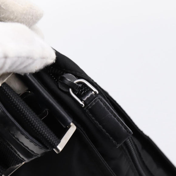 PRADA Shoulder Bag Nylon Black Silver Auth 203489A