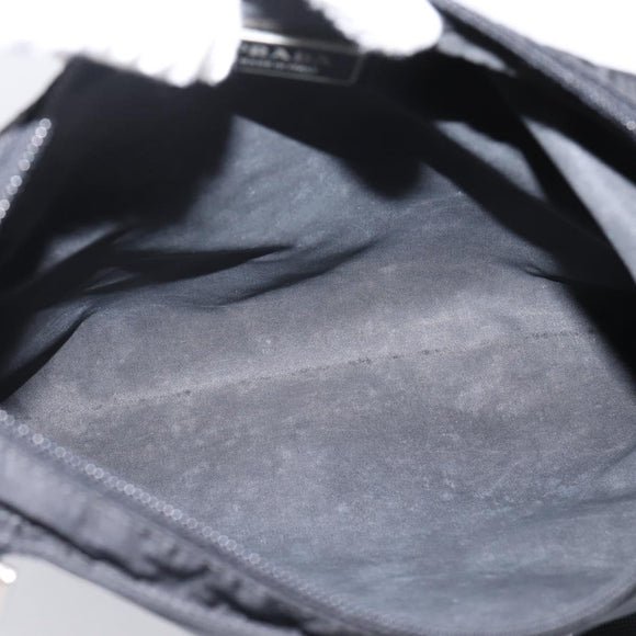 PRADA Shoulder Bag Nylon Black Silver Auth 203489A