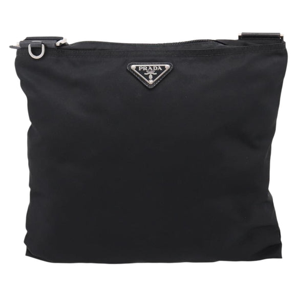 PRADA Shoulder Bag Nylon Black Silver Auth 203489A