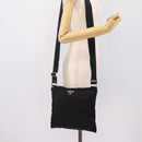 PRADA Shoulder Bag Nylon Black Silver Auth 203489A-22