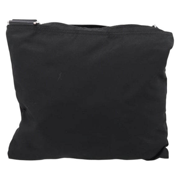 PRADA Shoulder Bag Nylon Black Silver Auth 203489A