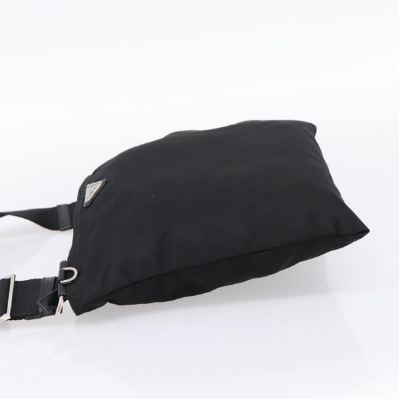 PRADA Shoulder Bag Nylon Black Silver Auth 203489A