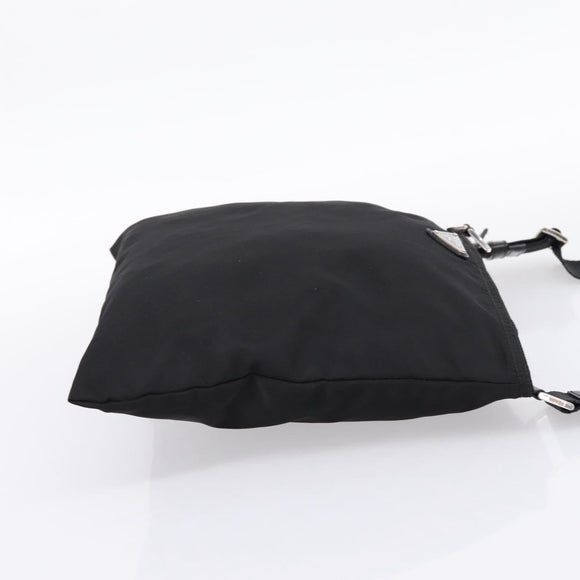 PRADA Shoulder Bag Nylon Black Silver Auth 203489A