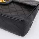 CHANEL Big Matelasse 30 Chain Shoulder Bag Lamb Skin Black Gold CC Auth 203491SAV-9