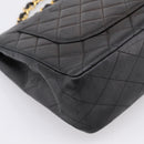 CHANEL Big Matelasse 30 Chain Shoulder Bag Lamb Skin Black Gold CC Auth 203491SAV-16