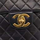 CHANEL Big Matelasse 30 Chain Shoulder Bag Lamb Skin Black Gold CC Auth 203491SAV-17