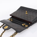 CHANEL Big Matelasse 30 Chain Shoulder Bag Lamb Skin Black Gold CC Auth 203491SAV-10