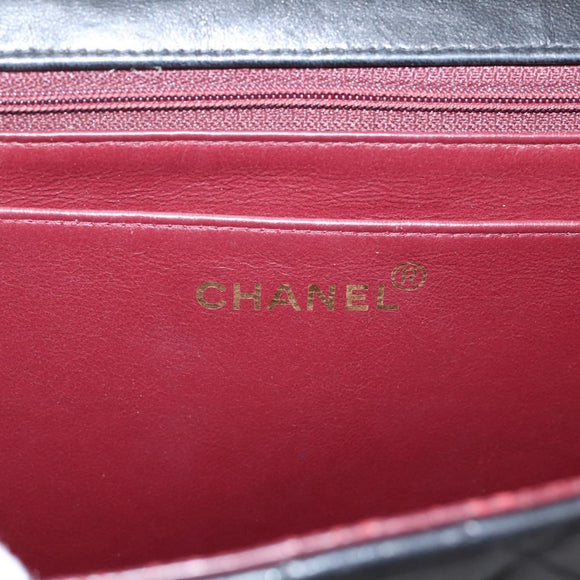 CHANEL Big Matelasse 30 Chain Shoulder Bag Lamb Skin Black Gold CC Auth 203491SAV